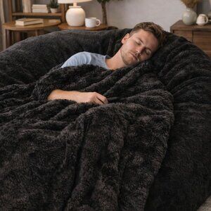 Lovesac Footsac Blanket: Black Bear Phur